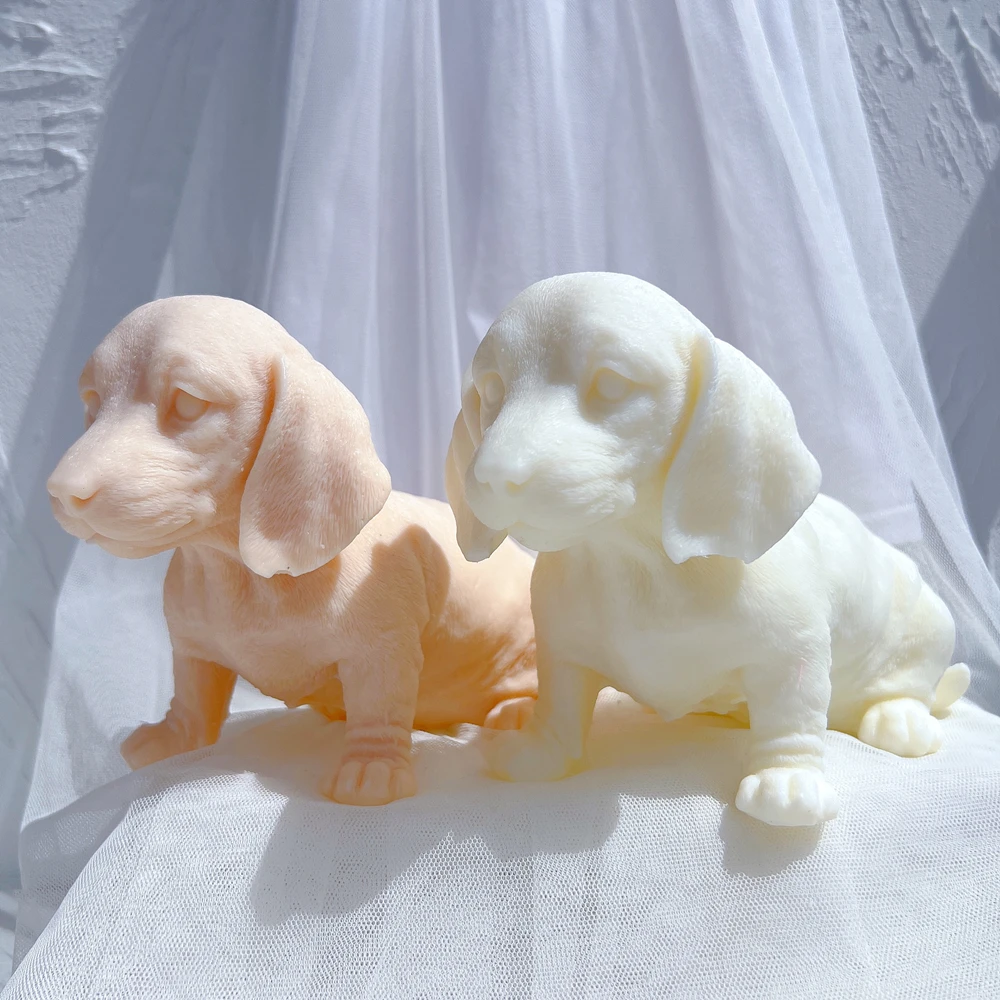 Imagem -03 - Silicone Dachshund Dog Candle Mold Filhotes de Animais Molde de Cera de Soja Home Decor Puppy Lover