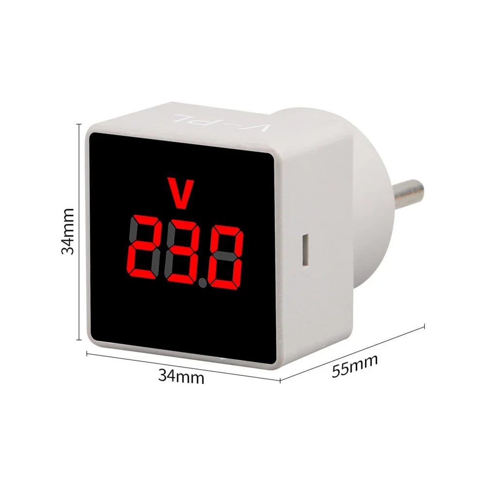 AC50-380V V-PL AC Voltmeter Square EU Plug Socket Voltage Meter Household Digital AC Voltmeter Electric Voltage Tester Monitor