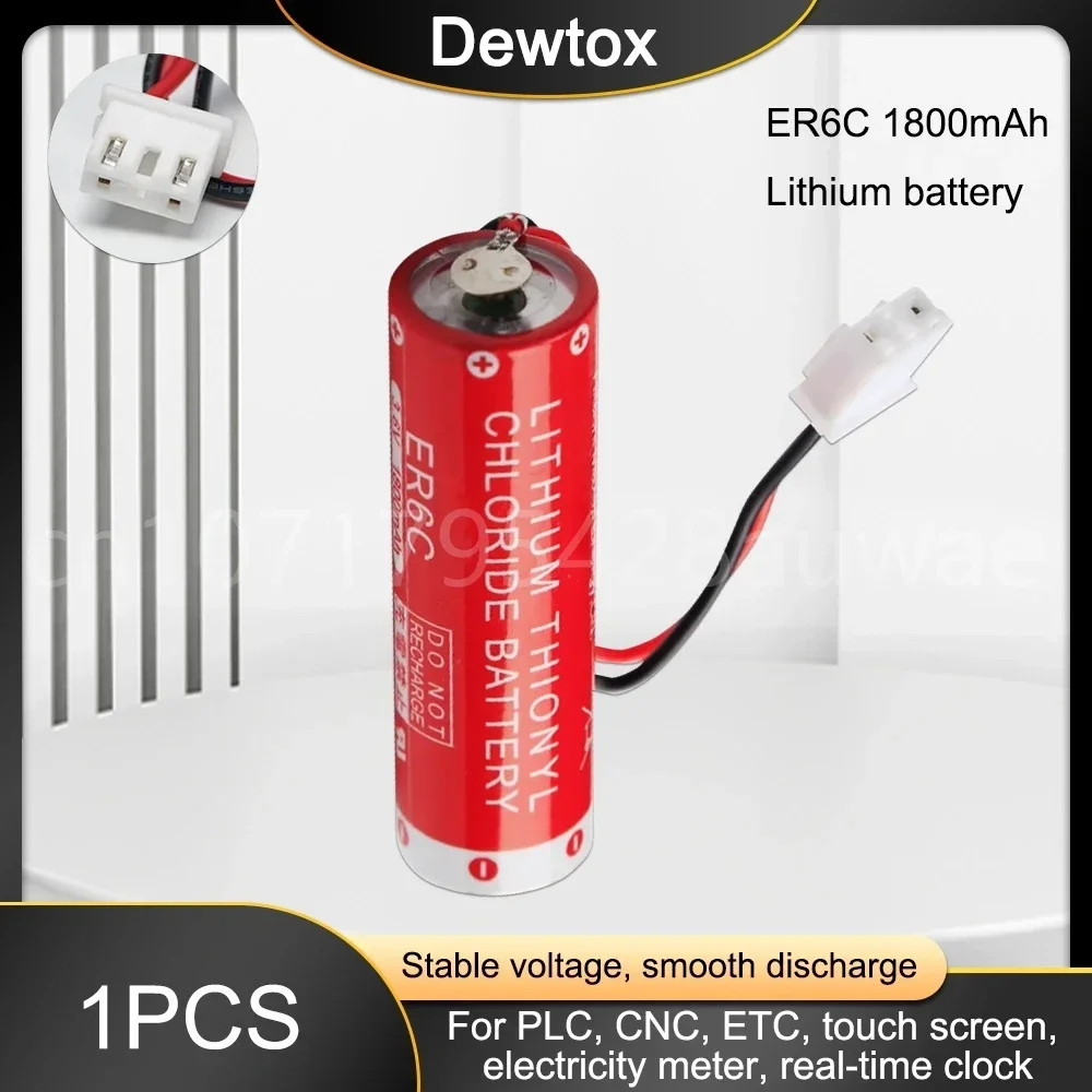 1PCS 3.6V 1800mAh AA ER6C F2-40BL Lithium Battery ER6C AA With Plug ( F2-40BL FX2N-48MT )