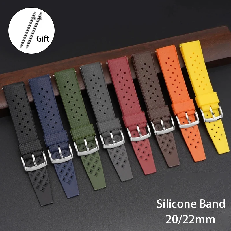 Nouveau bracelet en silicone Tropic 20mm 22mm pour Seiko pour Huawei Watch, bracelet en caoutchouc étanche à libération rapide, universel
