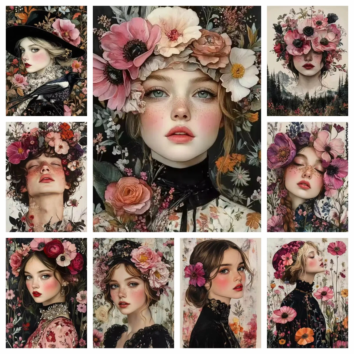 

AB Diamond Painting Cross Stitch New Collection Woman And Flowers DIY Diamond Embroidery Cross Art Gift Crafts Home Decor Gift