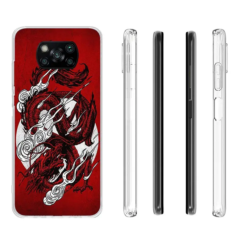 Asian Dragons Animal Tattoo Case Phone Cover for Xiaomi Poco X3 Nfc X5 X6 X4 Gt F6 F5 Pro F4 F3 F2 M5S M5 M4 M3 5G Trend Fundas