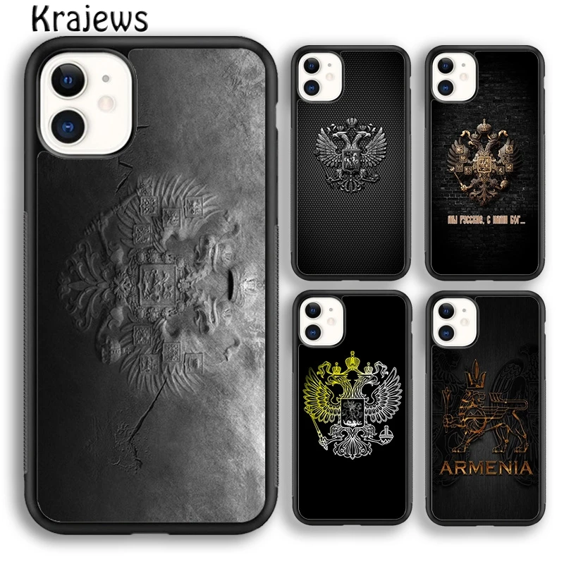 Armenia russia Flag coat of arms Phone Case Cover For iPhone 16 15 14 plus XS XR 11 12 mini 13 pro max coque Fundas