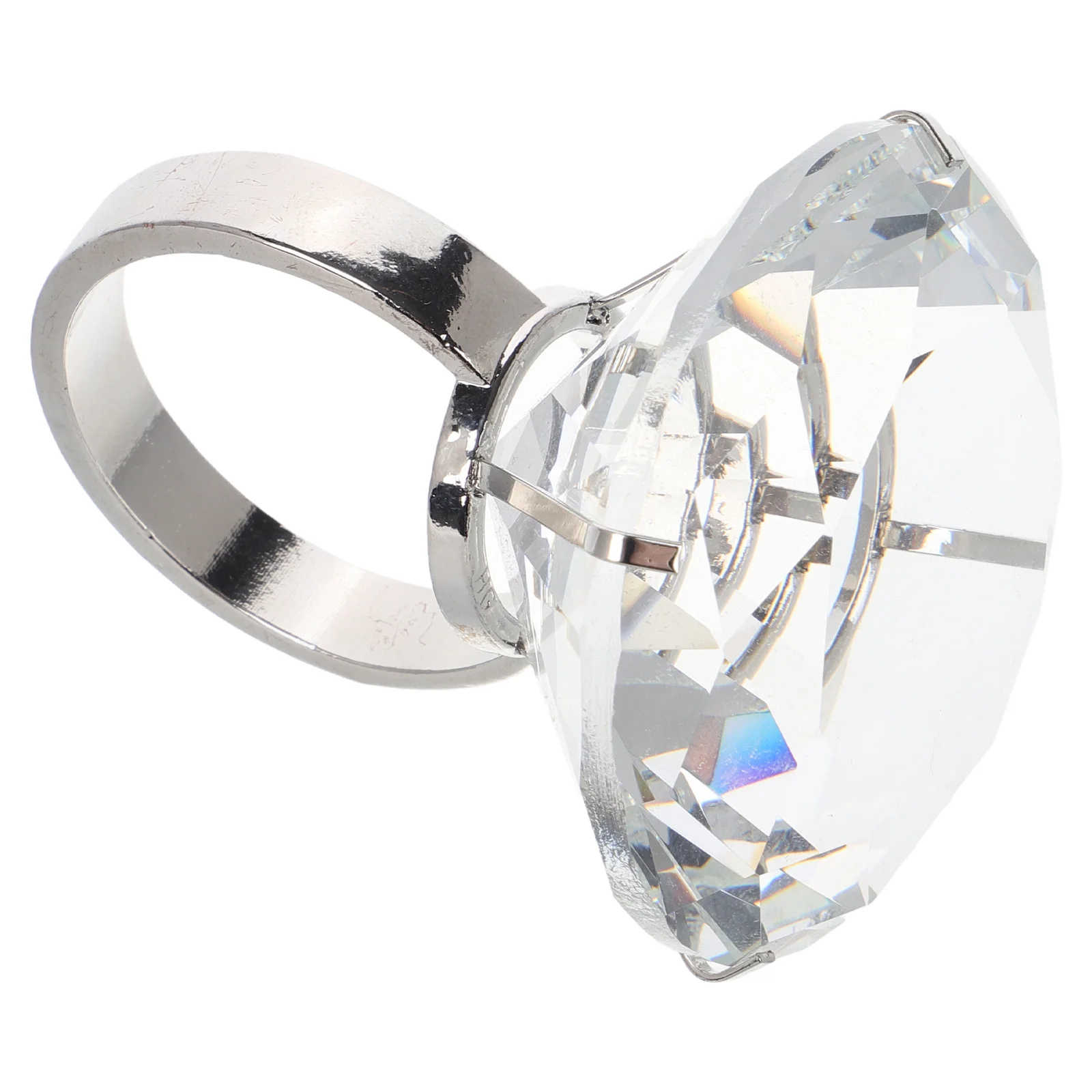 

6Cm Exquisite Glass Ring Wedding Party Simulated Ring Prop for Proposal Photoshoots Anniversary Decorations Elegant Accessory