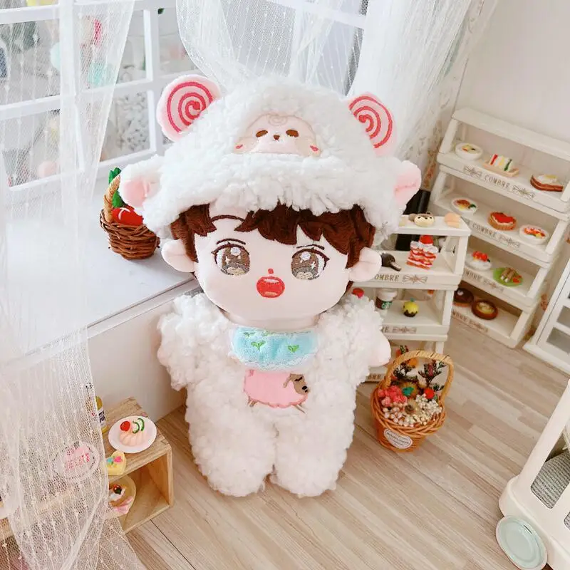 20cm Kpop Idol DIY Curls Hair Cotton Doll Sean Xiao Wang Yibo iKun Gong Jun TNT Ma Jiaqi Toys Plush Stuffed Dolls Figures Gift