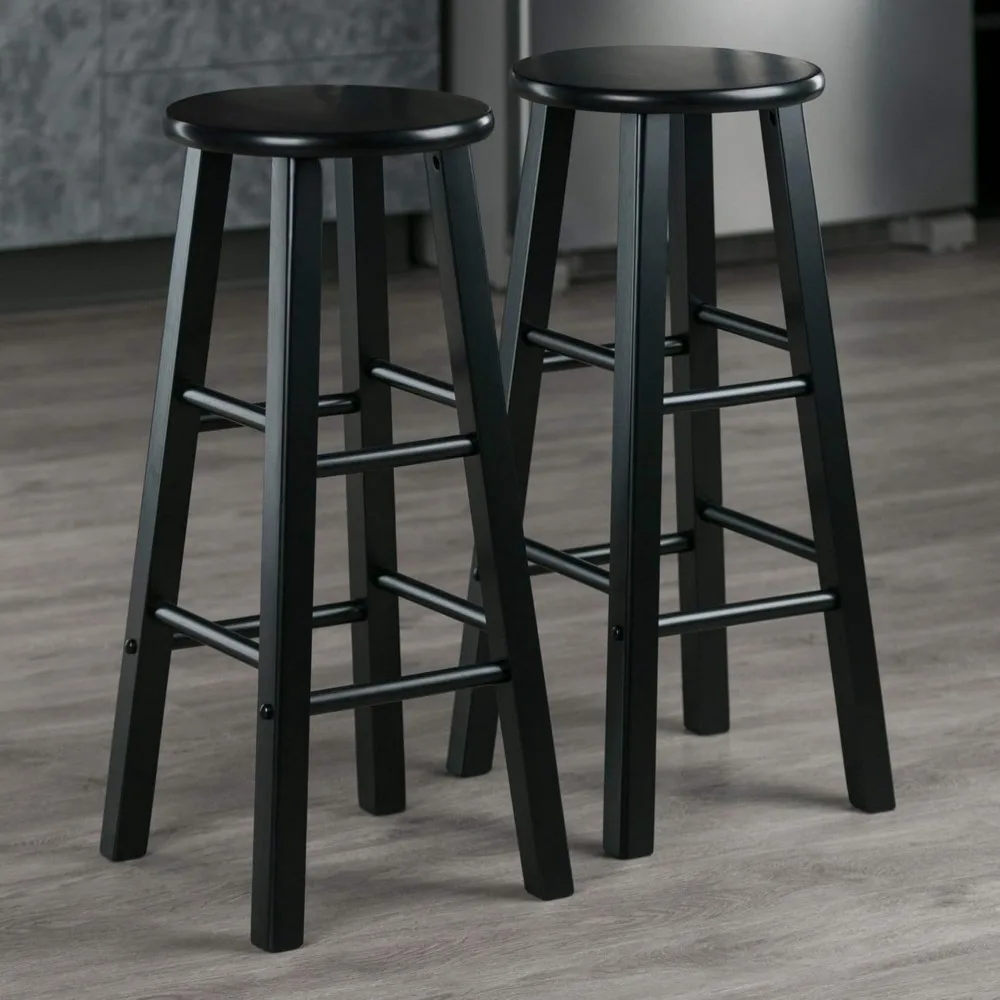 Wood Element Bar Stools, 2-Pc Set, Black, 29