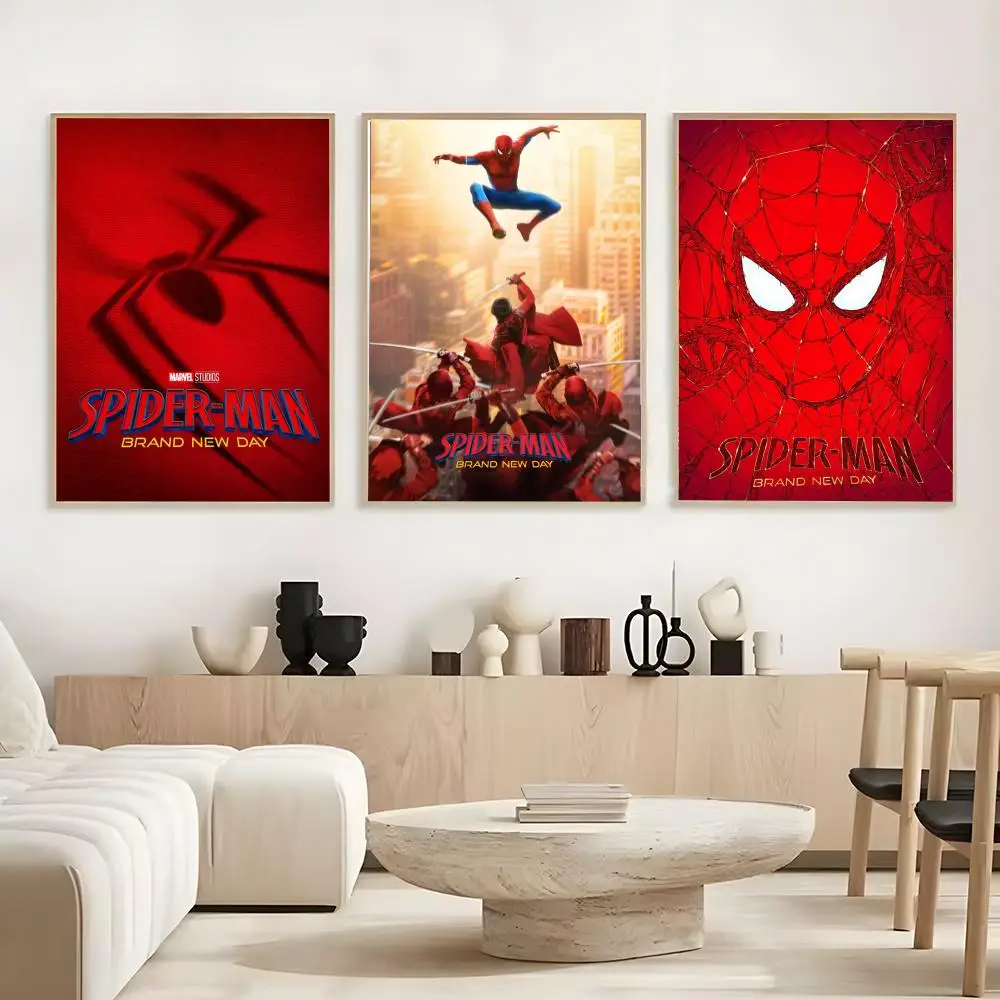 The Latest S_spider-M-Man MovieS Poster Frameless Poster Self-adhesive Art Waterproof Paper Sticker Coffee House Bar Room Wall D