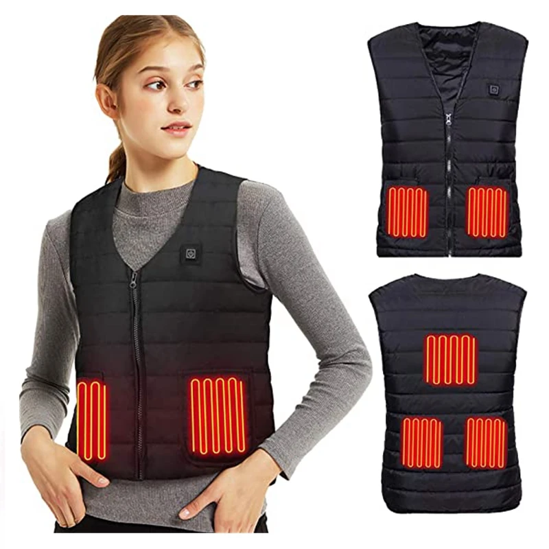 Women autumn Outdoor USB Infrared Heating Vest Jacket Winter Flexible Electric Thermal Clothing Waistcoat Fishing Hiking