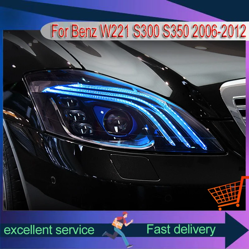 A Pair of Car Stuff Modified For Mercedes Benz S-Class 2006-2012 W221 s300 s350 DRL Head Lamp LED Plug And Play Tool Accessories