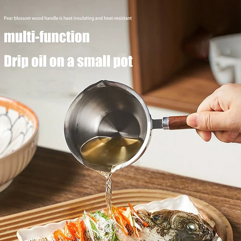 Kitchen Supplies Household Oil Splash Spoon Hot Oil Pouring Small Pot Specialized Mini Oil Pot Portable Seasoning Spoon Cookware