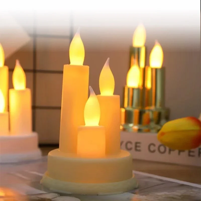 

LED Flicker Electronic Candles Three Lighting Candle Smoke-free Romantic Wedding Home Decoration