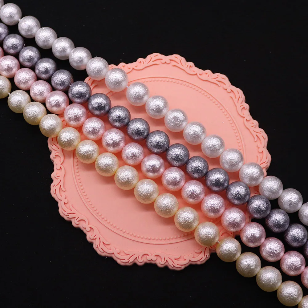 

10mm Large Size Multi-color Glass Cotton Pearl Round Bead Fashion Women's Necklace Bracelet Jewelry Gift DIY Accessories 1Strand