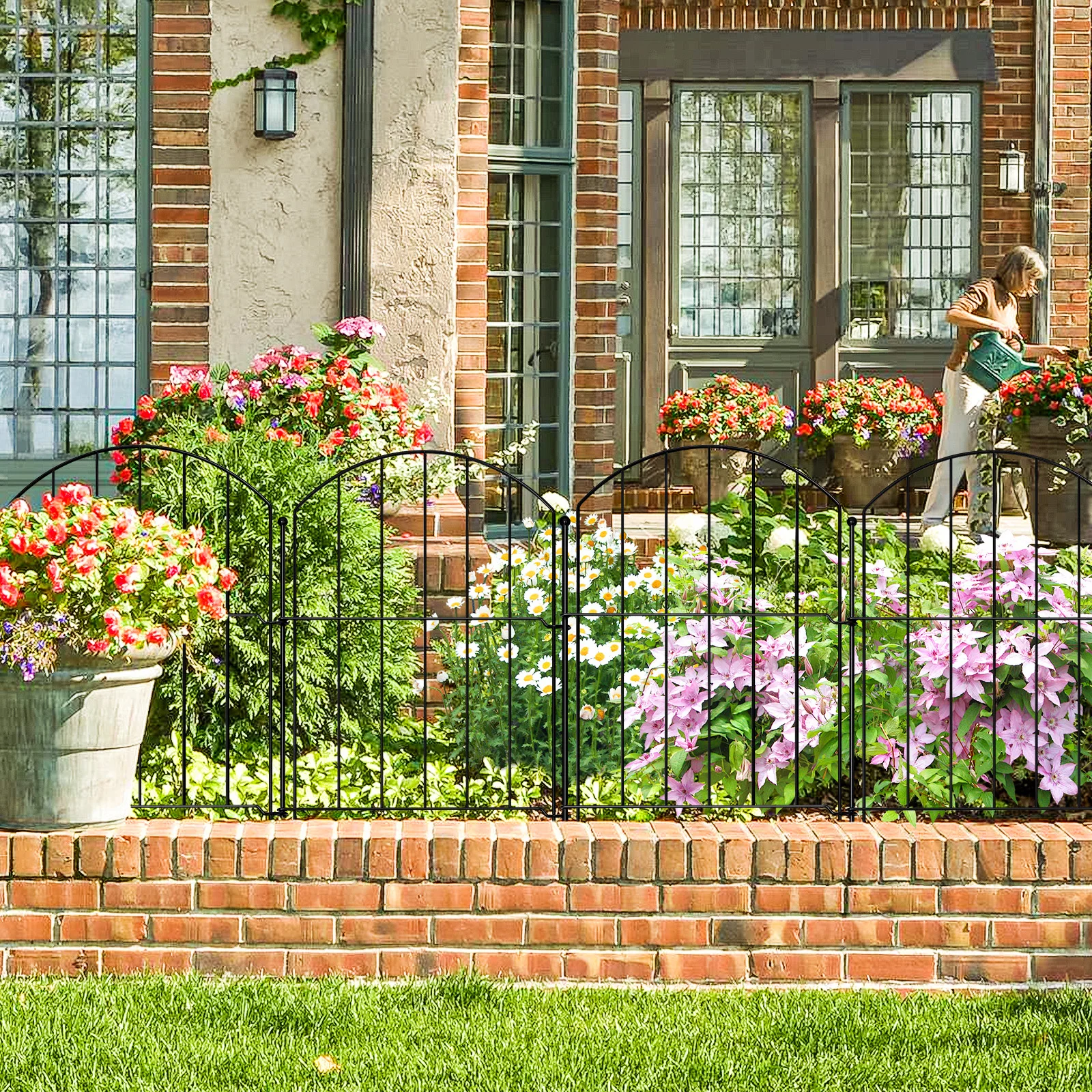 25pcs Garden Fence 17inx11.4in Decorative Fence Arched Fence -Easy to Disassemble Install No Dig Metal Border for Flower Bed