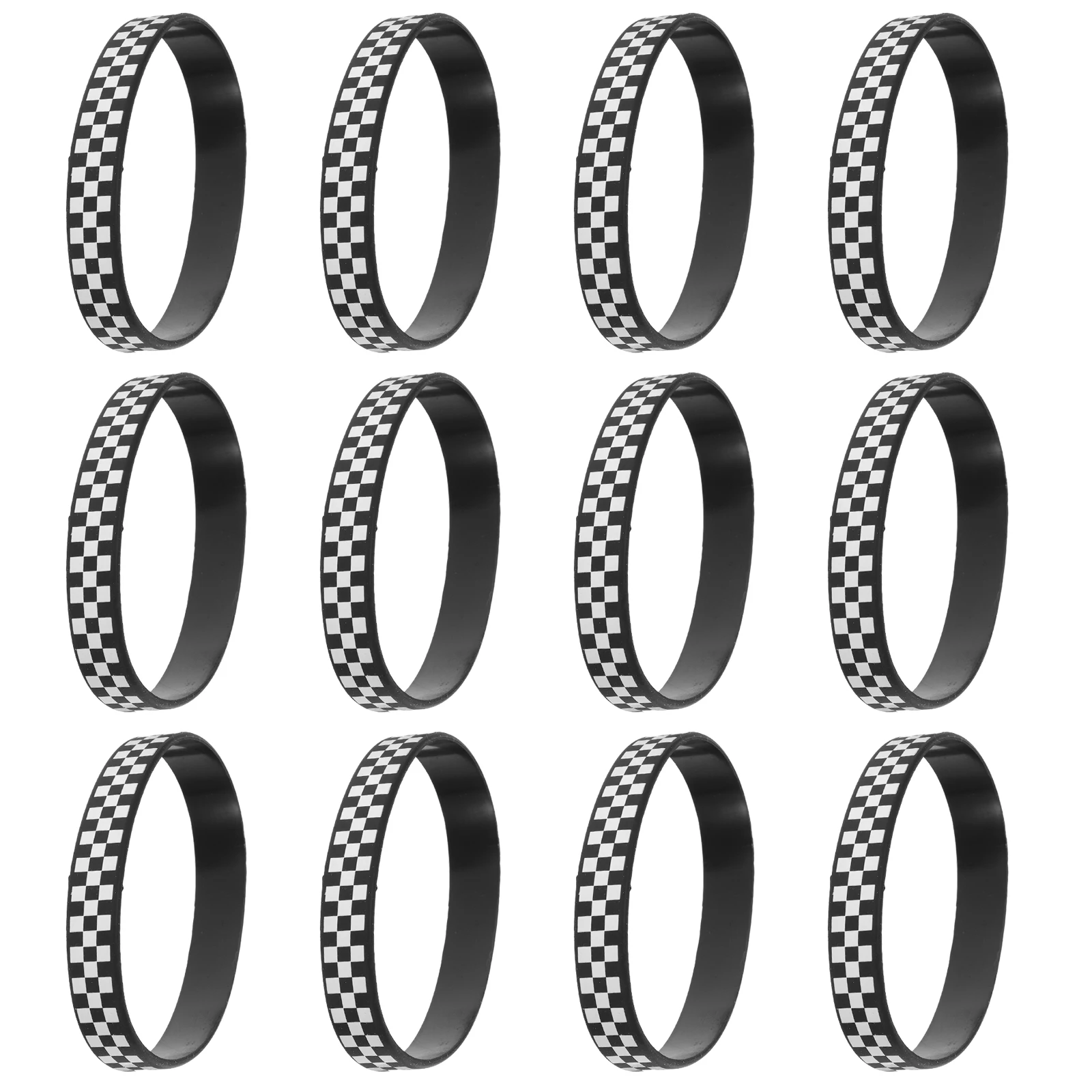 

40 Pcs Bracelet Plaid Bracelets Silicone Checkered Birthday Car Rubber Racing Theme Wrist Band Men Women