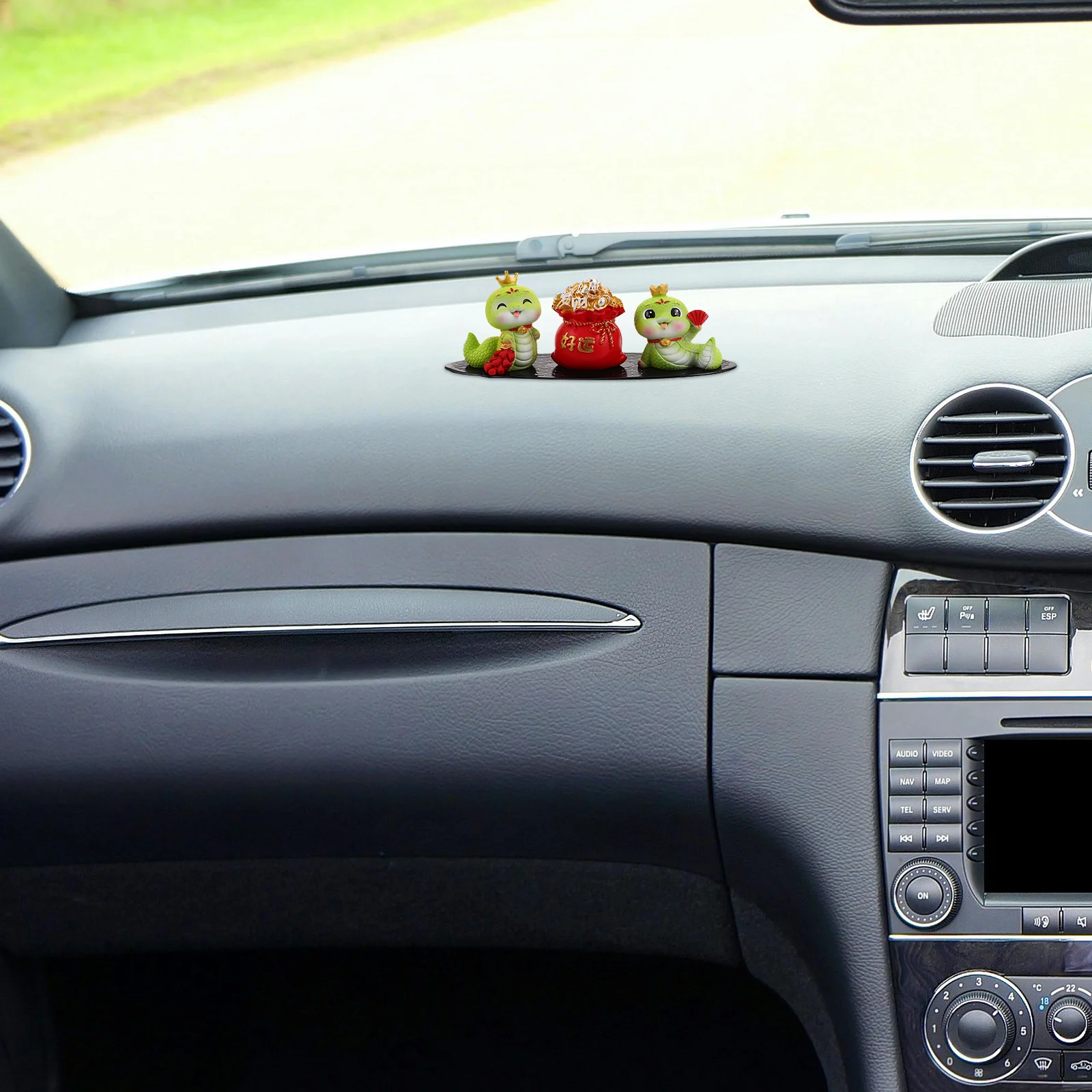 

1Set Miniature Zodiac Snake Sculpture Car Dashboard Decoration Wealth Ingot Bag Statue Chinese Lunar New Year 2025 Year of The