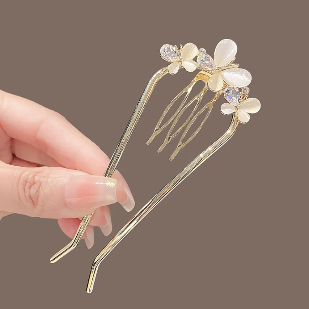 1pc Schmetterling U-Förmigen Haar Gabel Kämme Perle Haar Sticks Haar Clip Haarnadeln Frauen Mädchen Haar Zubehör Ornament Styling werkzeug – Detail 2
