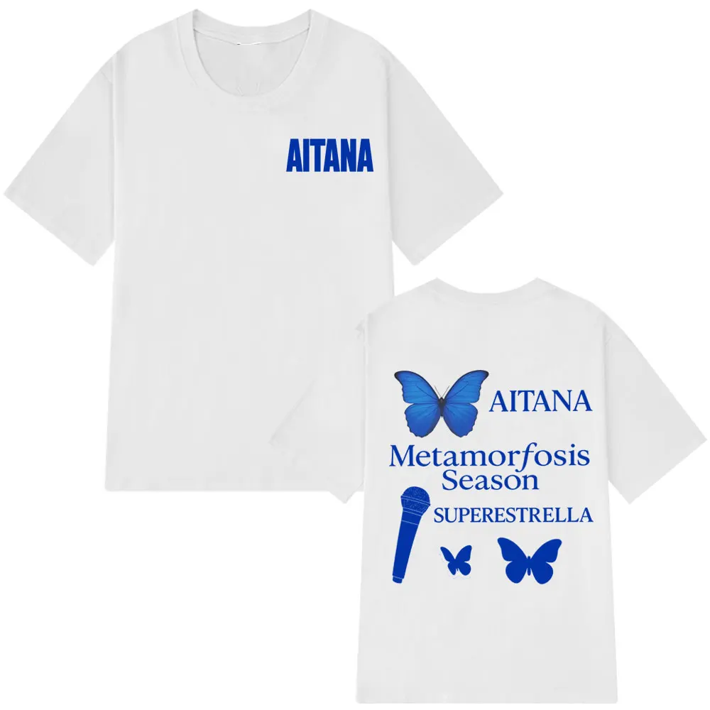 

Singer Aitana Tour 2025 Merch Tees Men Women Fashion Print T Shirt Summer Short-sleeved Cotton Casual Aesthetic Trendy T-shirts