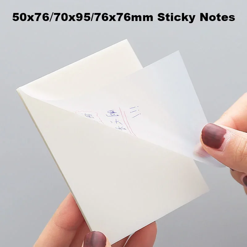 50 Sheet Transparent Sticky Notes Posted it Self-Adhesive BookMarkers Annotation Reading Book Clear Tab Kawaii School Stationery