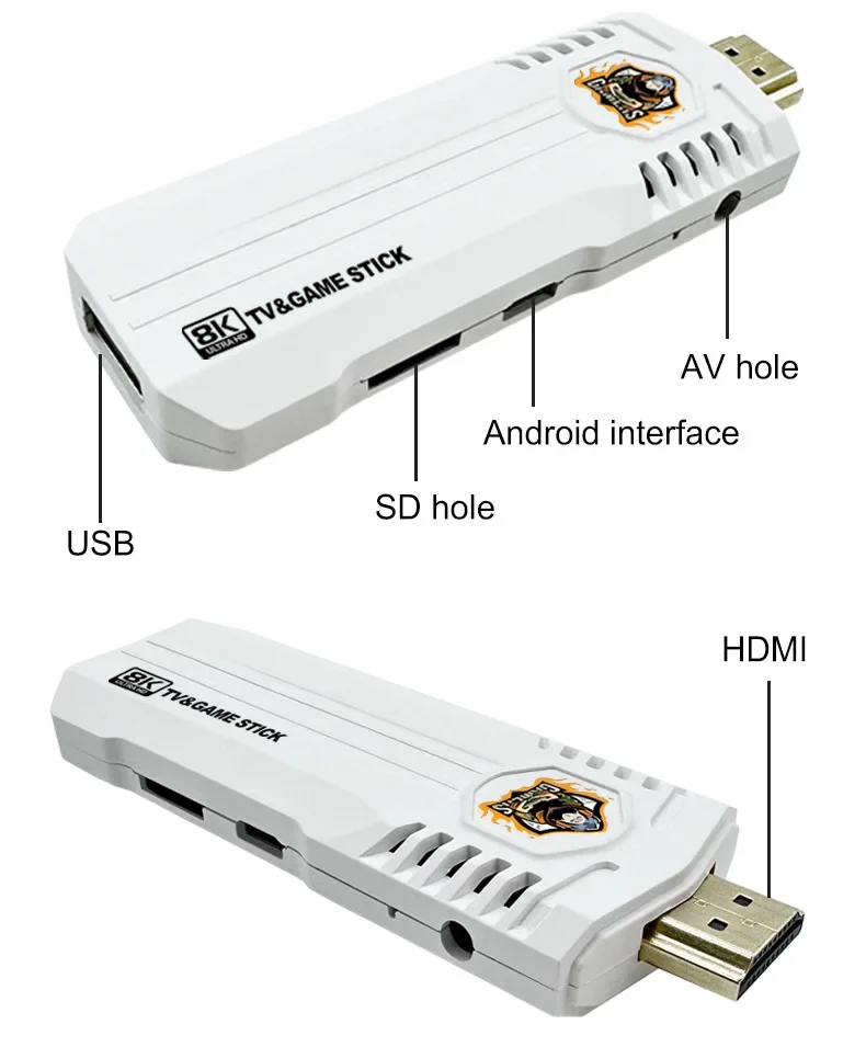 Mini console de jeux vidéo rétro K8 Pro, clé de jeu classique, double système, WiFi, Android 12.1, RL 3D, 40000 +, 2.4G, 8K HD TV, sans fil