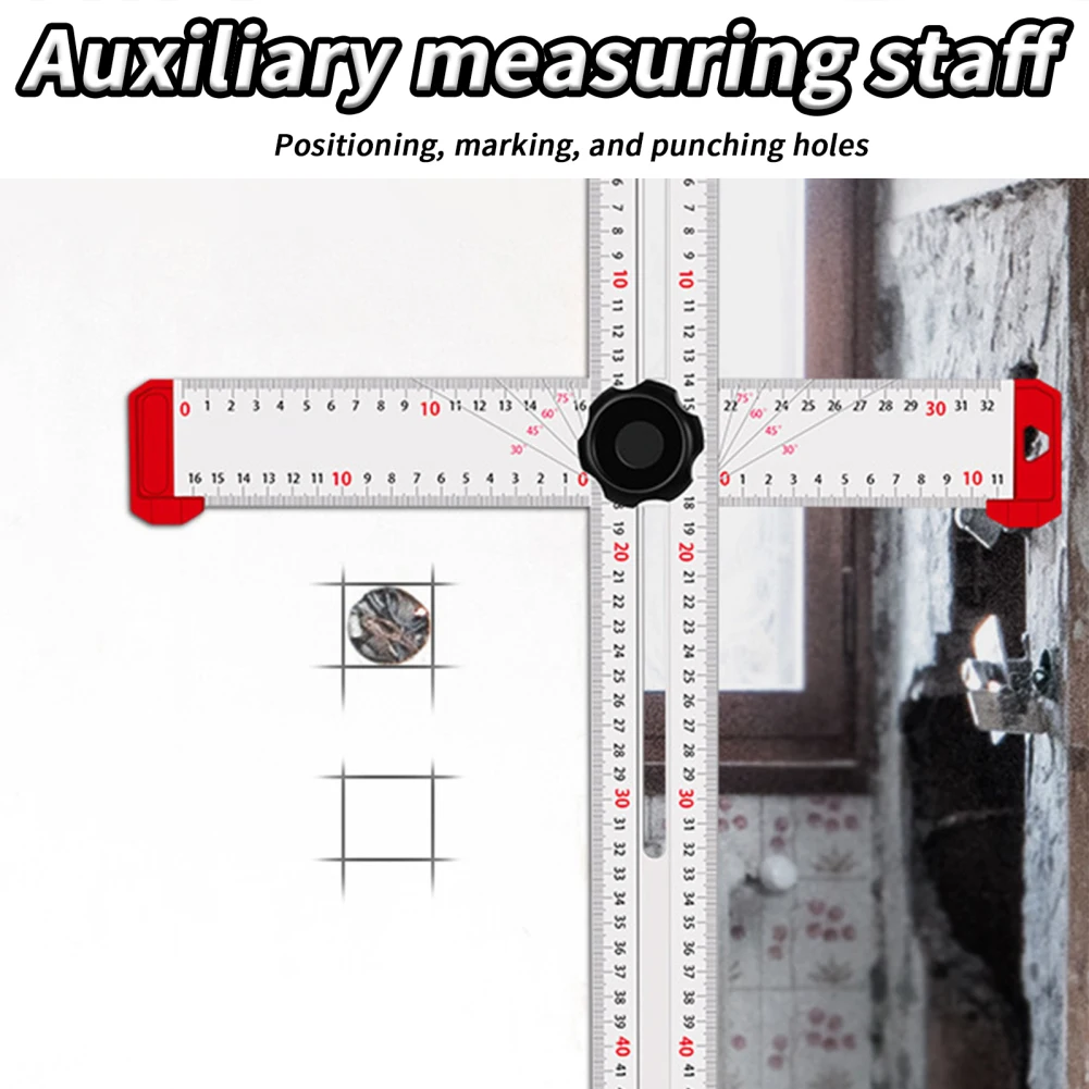 Adjustable 4 In 1 Drilling Positioning Ruler 25 In T Square Multi Angle Measuring Ruler Aluminum Alloy Combination Angle Ruler