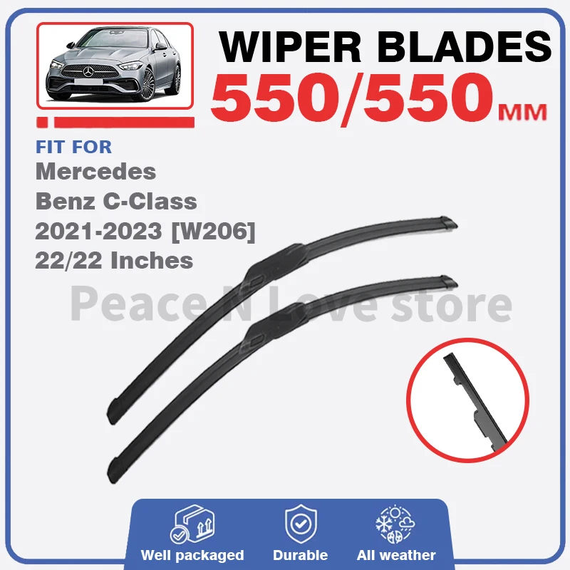 

Front Wiper Blades For Mercedes Benz C Class W206 S206 2021-2023 2022 Windshield Window Windscreen 22"22" Brushes Accessories