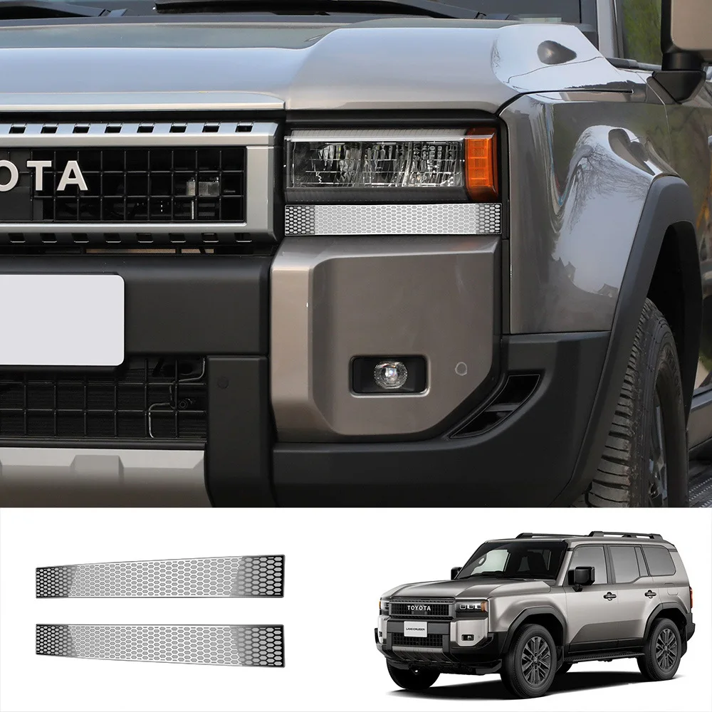 For Toyota Land Cruiser 250 Prado LC250 2024 2025 Stainless Steel Front Headlight Garnish Strip Eyebrow Cover Trim Sticker