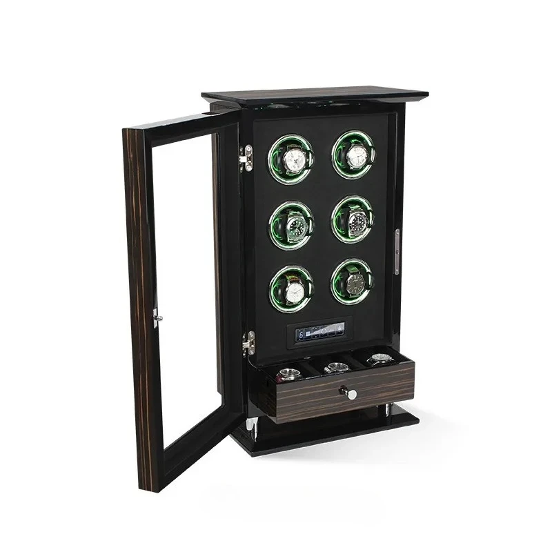 Luxury Watch Winder Box Fingerprint Unlock Mechanical Watches Safe Box Automatic Winding Collection Gradient Atmosphere Lamp