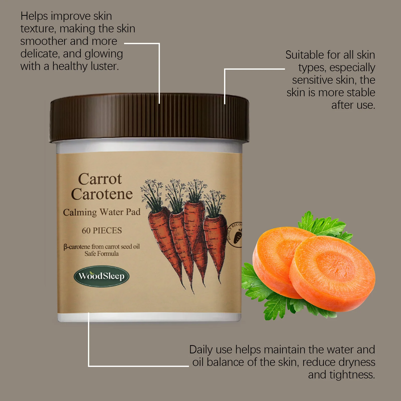 Carotenoid Calming Pads Repairing Damage Hydrating Smoothing Nourishing Firming Brighten Antioxidant Moisturizing Facial Mask