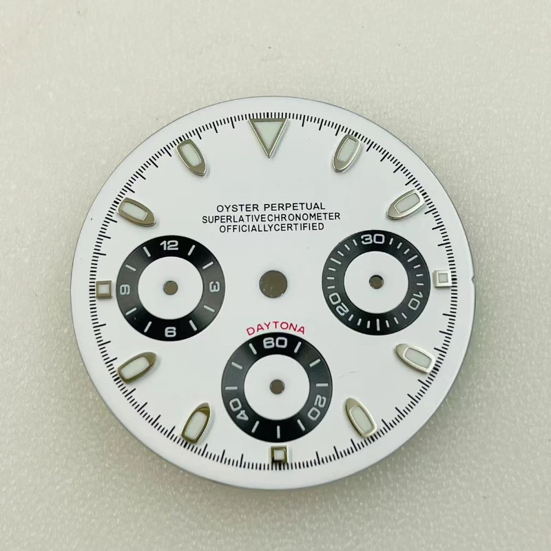 Quadrante White Panda Di VK63 movimento al quarzo dedicato Luce notturna verde Quadrante temporizzato Accessori per orologi