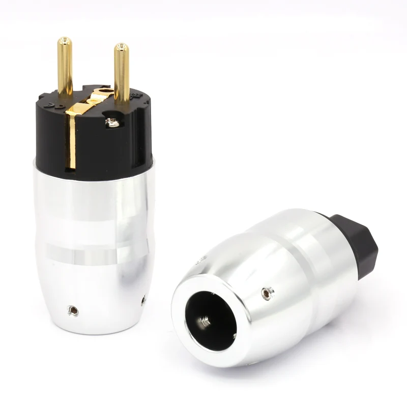 Cặp Hi Cấp Đen Nhôm Bạc Vàng Mạ Rhodium Hifi IEC Nữ Cổng Kết Nối EU Schuko Cắm Điện Cho DIY hifi Cáp Nguồn
