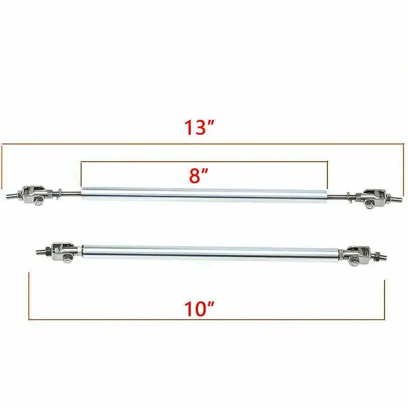 Universal 4PCS Front Bumper Lip Splitter Spoiler Kit With 2Pcs 20cm Strut Support Tie Bars