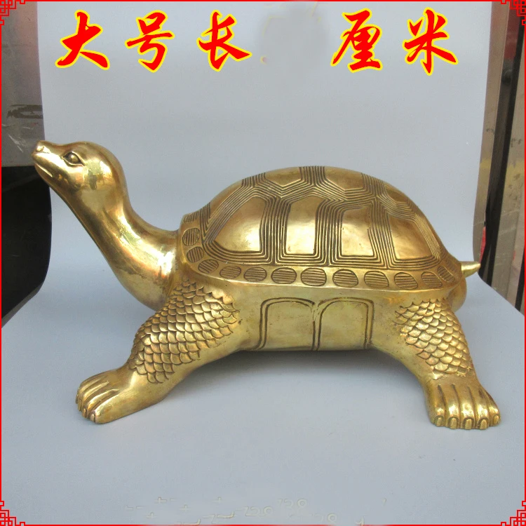 

HOT SALE 38CM large HOME Shop company efficacious thriving business wealth jin gui GOLD Turtle brass FENG SHUI statue