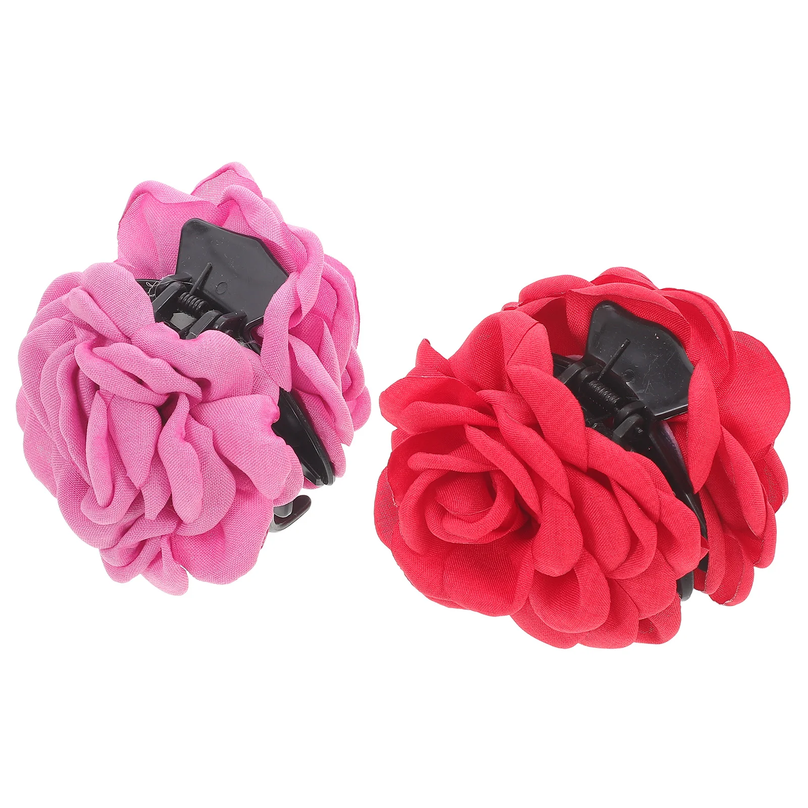 

2Pcs Large Flower Hair Clips Jaw Claw Butterfly Pins Red Pink Cloth NonFading Accessories ThinThick Hair Suitable