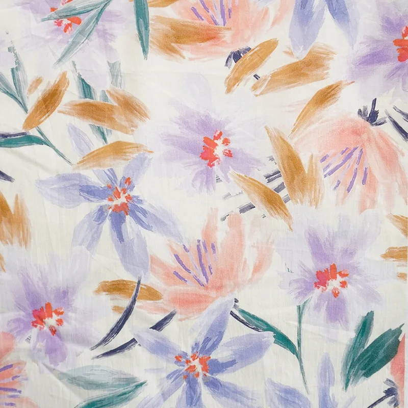 

145x50cm all-cotton poplin fabric, printed floral pattern women's dress, shirt, children's clothing, digital printed diy fabric