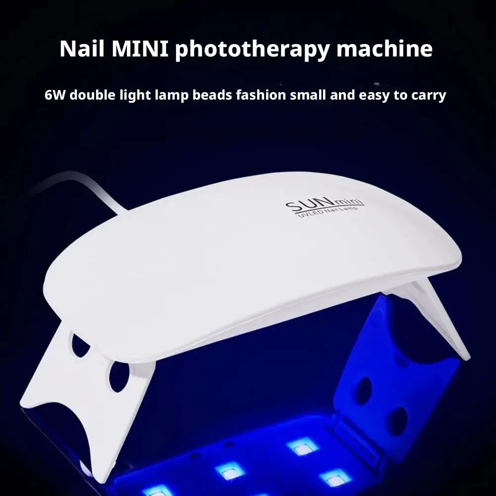 6W Mini Nageldroger Machine Draagbare 6 LED UV Manicure Lamp Thuisgebruik Nagellamp Voor Drogen Polish Vernis met USB Kabel