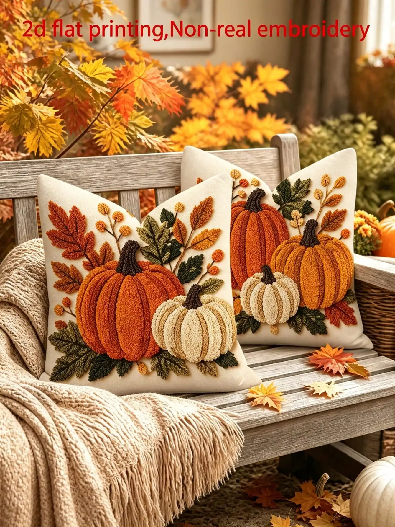 Pillow Insert 18X18 - ปลอกหมอนอิงสไตล์คันทรีรัสติกสำหรับฤดูใบไม้ร่วง 2 ชิ้น เหมาะสำหรับวันขอบคุณพระเจ้า ปลอกหมอนอิงลายฟักทองพร้อมซิปปิด ตกแต่งบ้านสไตล์ฟาร์มเฮาส์สำหรับโซฟา