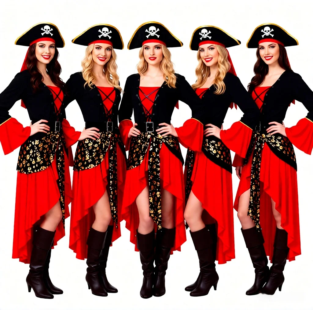 Sexy Pirate Women's Costume Red Cosplay Ball Uniform Large Size Ladies Halloween Fashionable Traditional Chinese Stage Costume
