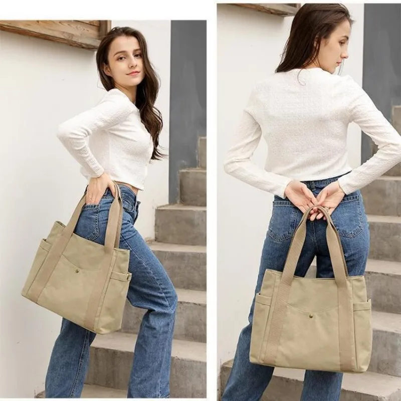 Urban Simplicity 2024 New Fashion Handheld Canvas Bag with Large Capacity One Shoulder Casual Portable Tote Bag