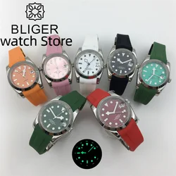 BLIGER 36mm/39mm Black green luminous dial Men's Automatic mechanical watch Japan NH35 PT5000 movement sapphire glass tape strap