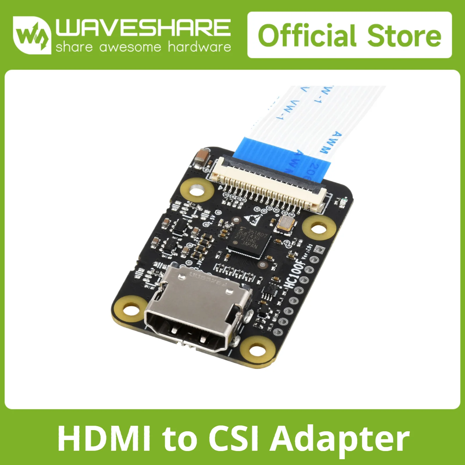 Waveshare HDMI-compatible To CSI Adapter For Raspberry Pi Series, 1080p@30fps Support, HDMI CSI Bridge