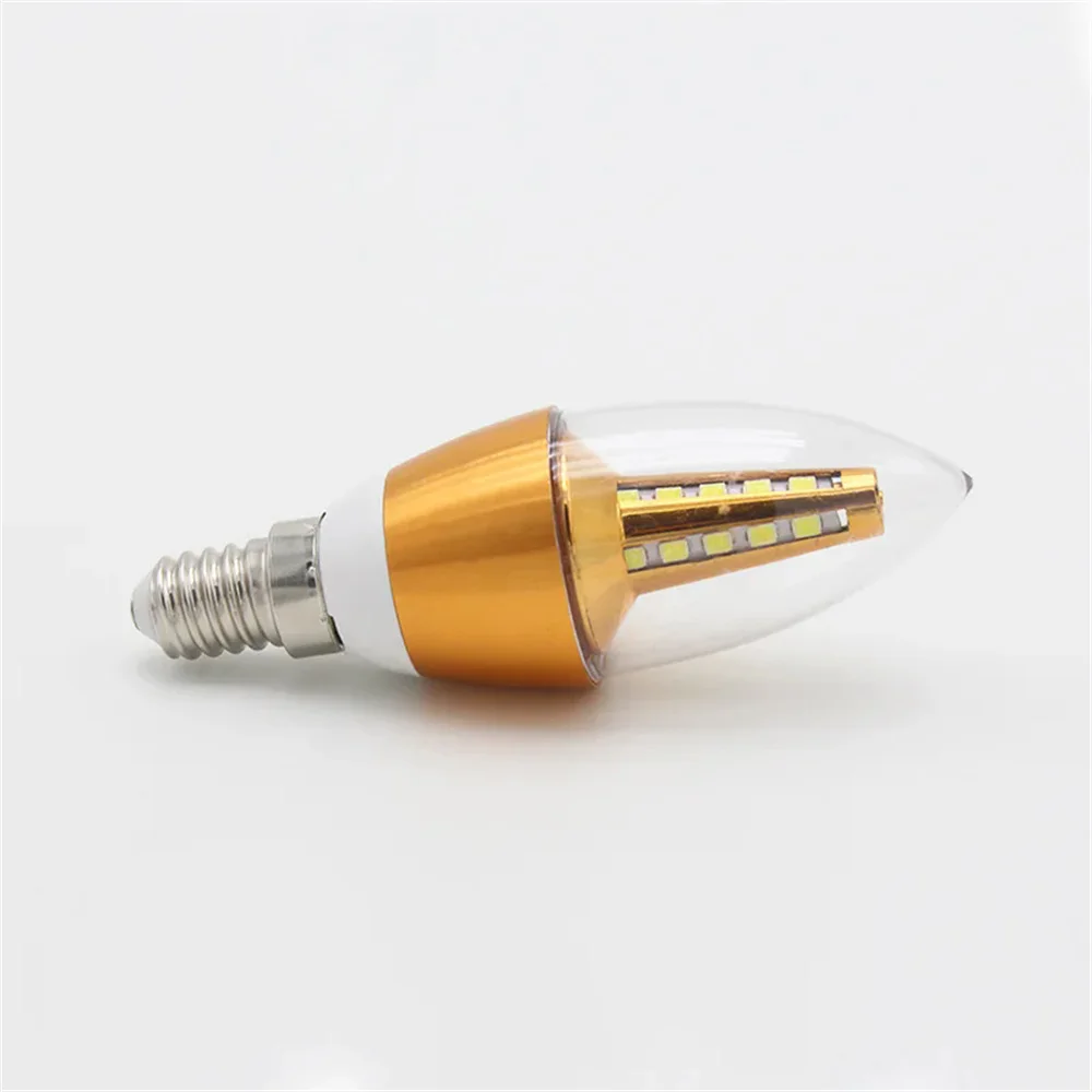 7W LED Light 40W Halogen Bulb Replacement E14 Candelabra Base LED Bulbsfor Kitchen Warm White C35 Candle Golden shell