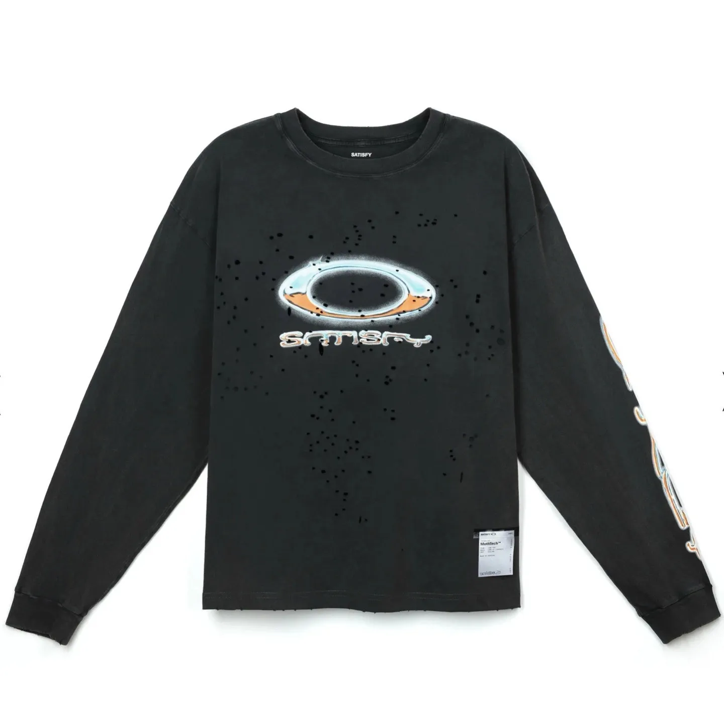 2026 New SATISFY MothTec High-Street Style Ripped and Distressed Long-Sleeve T-Shirt—Unisex Oversized Fashion Brand Top view 4
