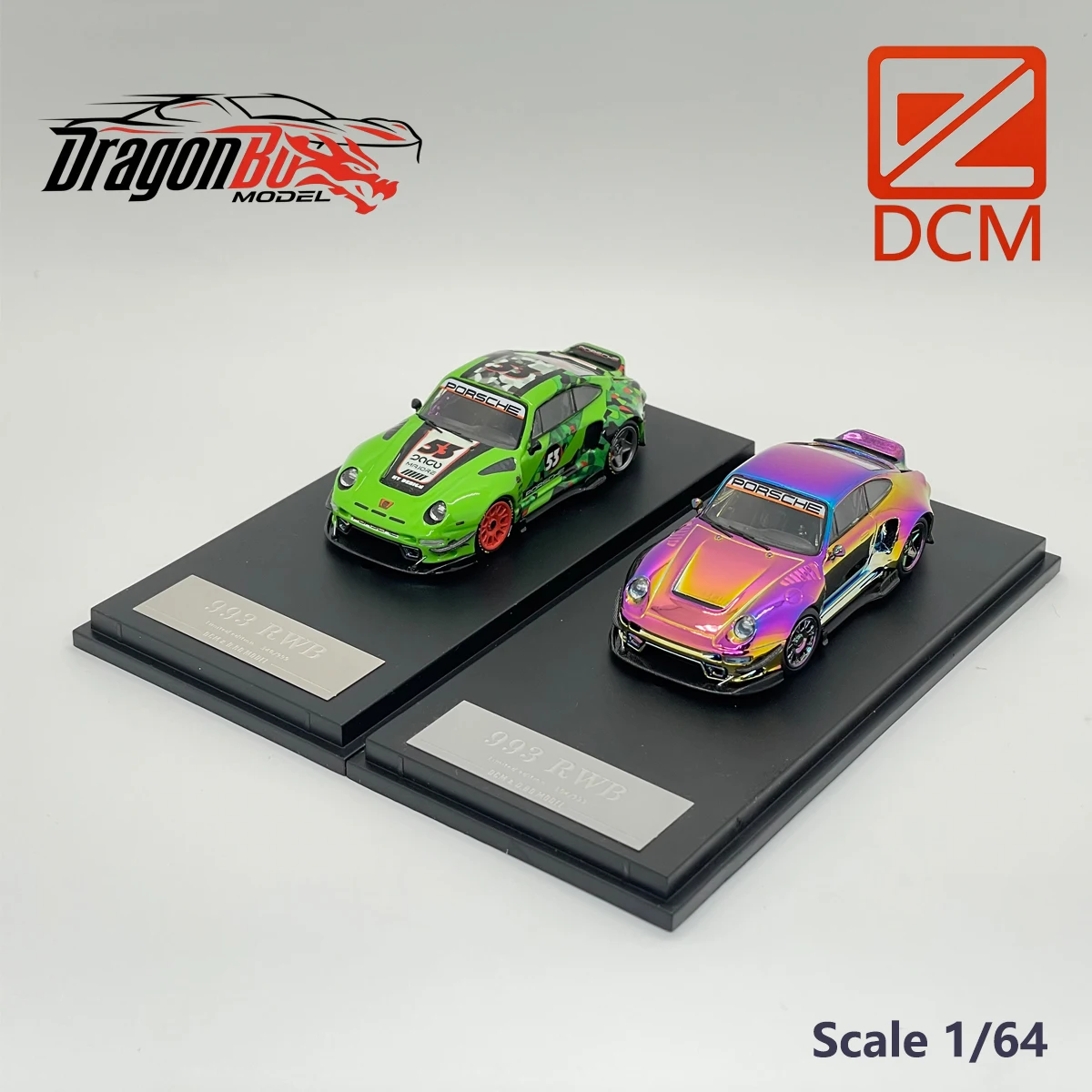 D.Bo Model & DCM 1:64 Alloy Diecast RWB 993 964 Chrome Chameleon Camo Green Collectible Model Car In Stock Ready To Ship - view 4
