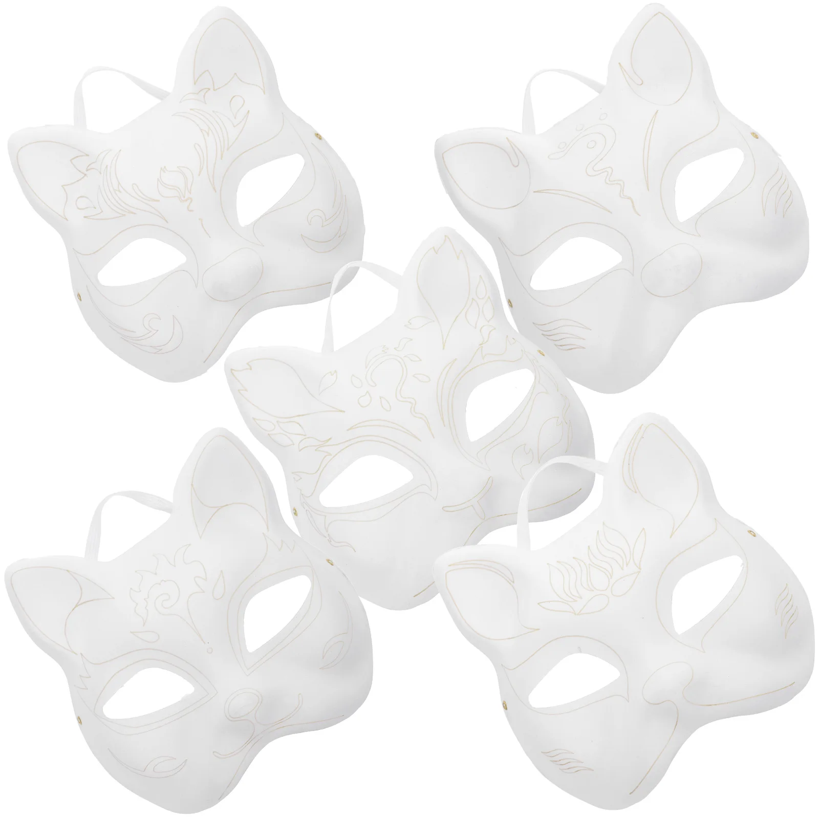 

Blank Cat Face Masks for DIY Halloween Cosplay White Paper Fox Face Paintable Lightweight Comfortable Party Supplies Decorative