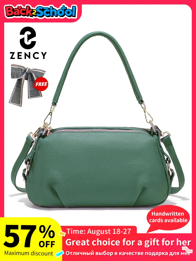 

Zency Women's Genuine Leather Bag Simple High Quality Small Simple Pillow Handbag Female Shoulder Crossbody Ladies Leather Bag