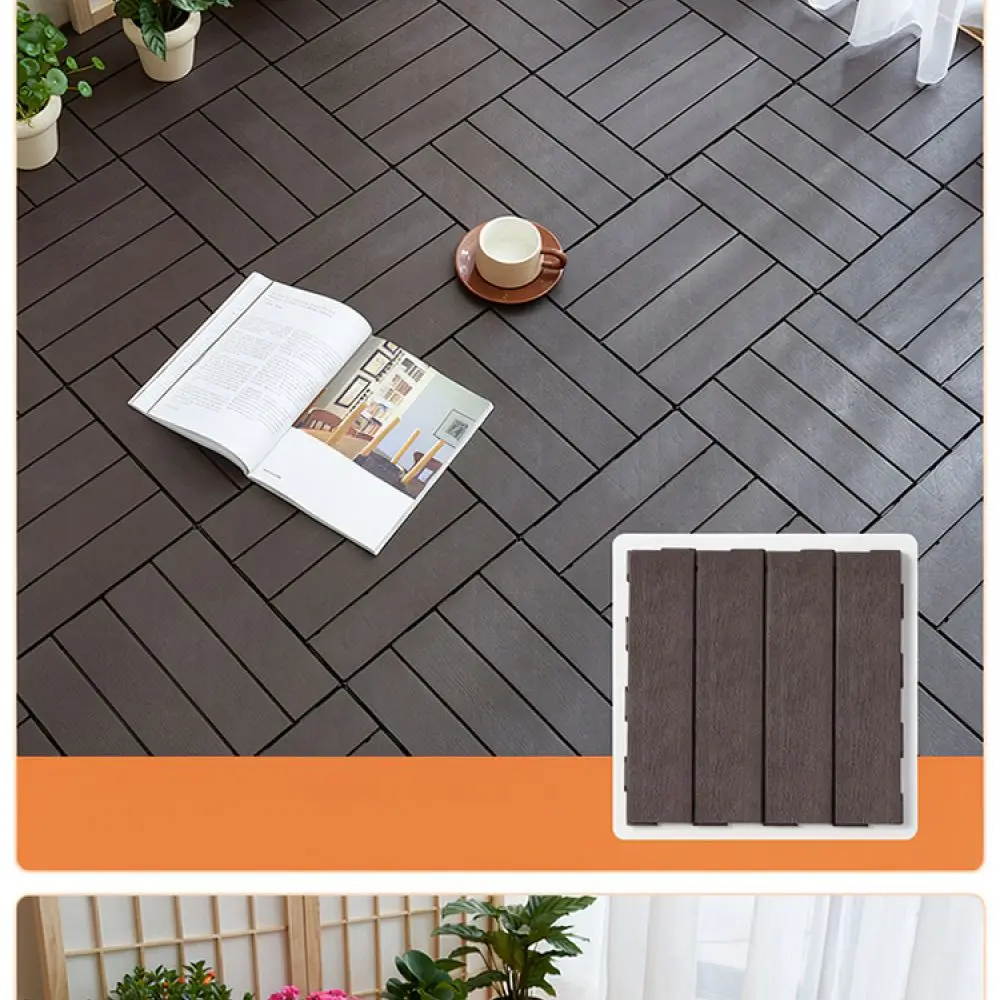 PVC Interlocking Decking Tiles Waterproof Modular Flooring For Balcony Terrace Garden Easy Installation Wood Grain Style