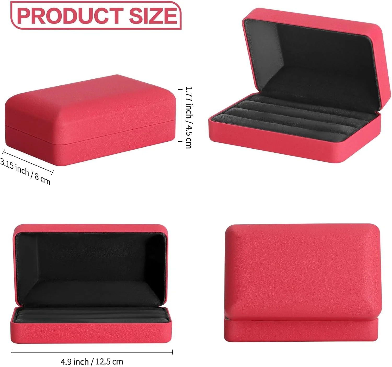 Velvet Leather Multiple Rings Storage Box Portable Travel Organizer Stylish Compact 3-Slot Holder Perfect Gift for Women Girls