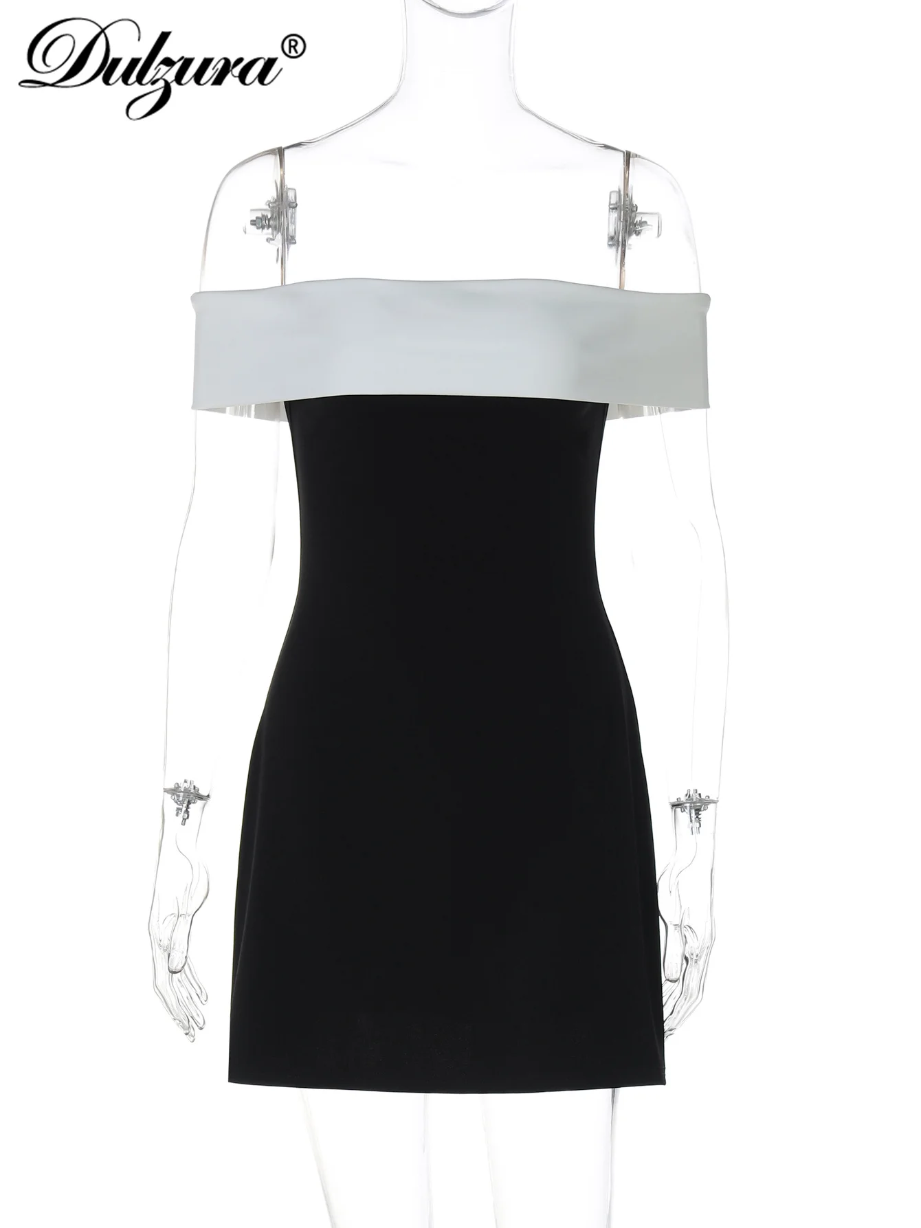فستان Dulzura بدون أكتاف بدون أكمام وظهر مكشوف فستان قصير مرقع مثير أنيق غير رسمي فستان قصير للحفلات والنوادي ملابس الصيف #6