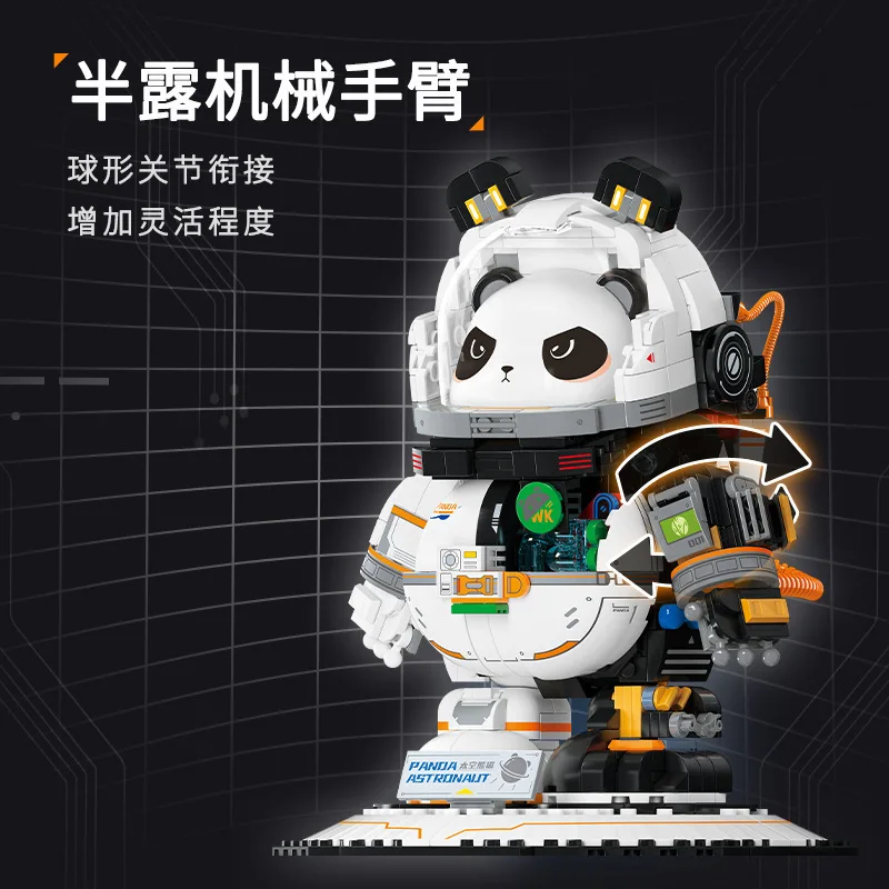 Wekki 506503   Panda astronauta Model ozdoba na biurko seria eksploracji kosmosu DIY zabawki klocki chłopiec prezent świąteczny