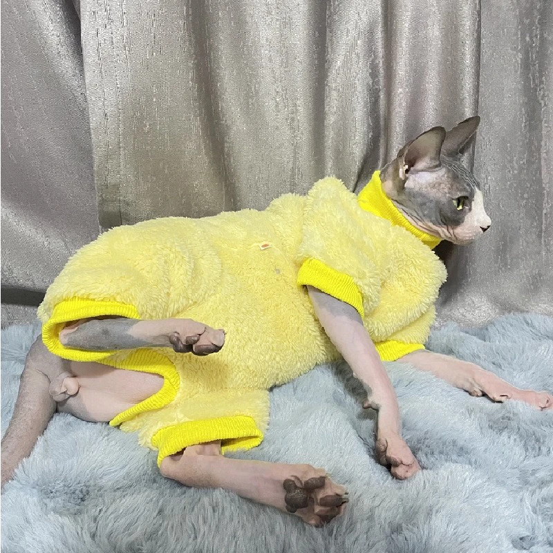 Warm Lamb Wool Hairless Cat Clothes Winter Luxury Sphynx Turtleneck Sweater for Kittens Devon Costume Pet Accessories Gatitos